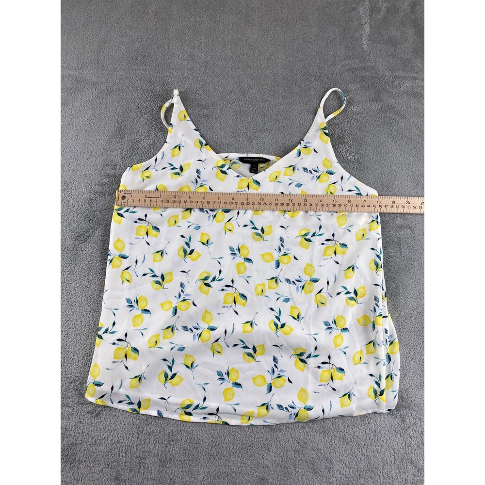 Banana Republic Petite Lemon Print Cami Tank Top Womens MP White Yellow - Picture 3 of 8